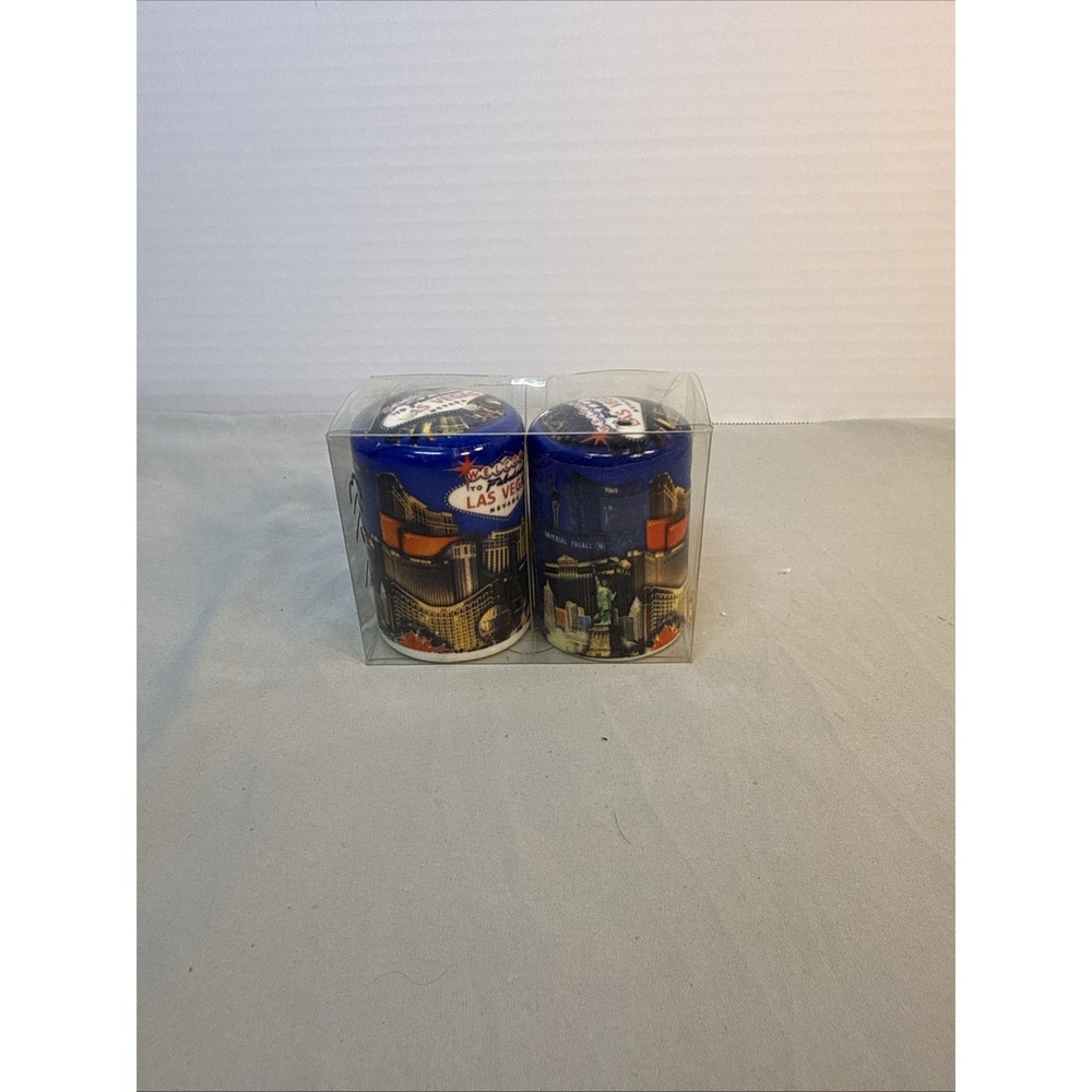 Vintage Las Vegas Skyline Ceramic Salt & Pepper Shakers Set Souvenir Sealed New